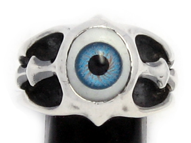 日本925純銀厚身重手藍眼球戒指