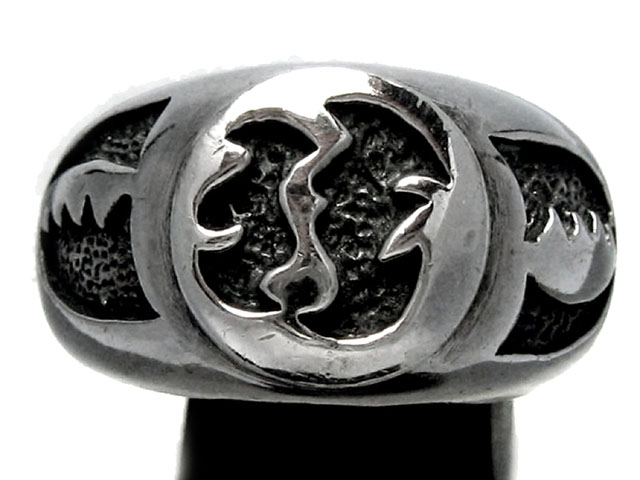 日本925純銀厚身重手火紋戒指  稀有品