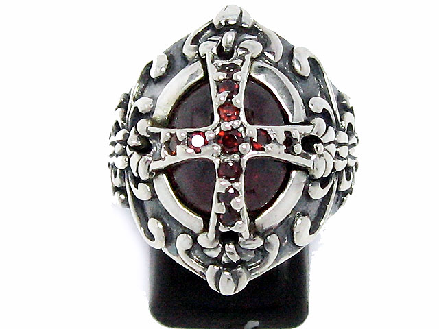 日本925純銀特紅白水晶十字架戒指