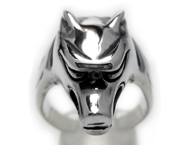日本925純銀大款立體狼頭戒指 稀有品