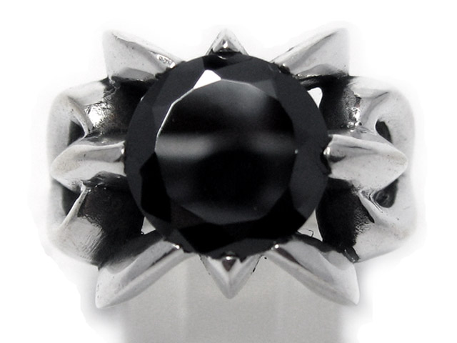 日本925純銀特厚特重手大黑水晶戒指