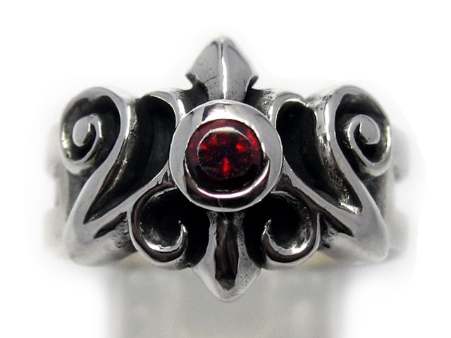 日本925純銀厚身重手紅水晶凹凸層次戒指