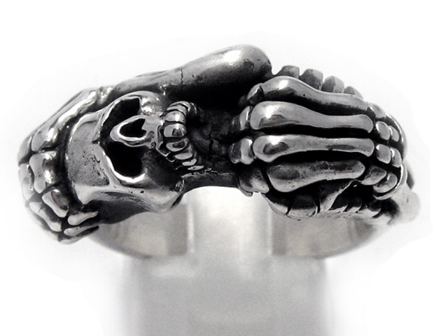 日本925純銀骷髏骨頭爪戒指