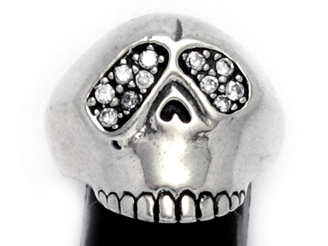 日本925純銀白水晶骷髏骨頭戒指