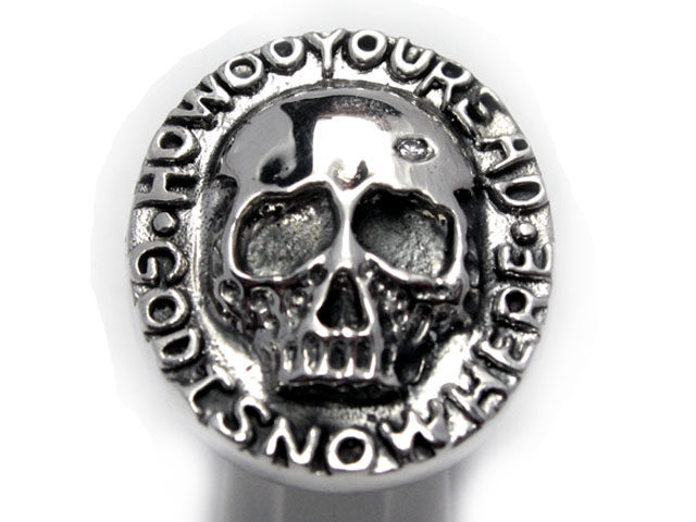 日本925純銀大款厚身白水晶骷髏骨頭戒指
