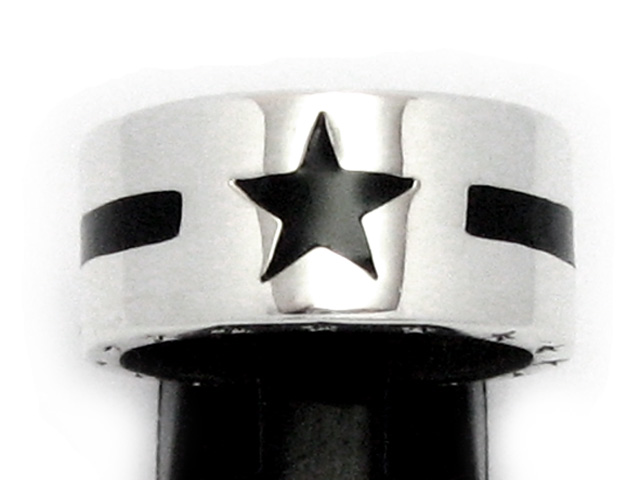日本925純銀激厚重手黑瑪瑙五角星戒指