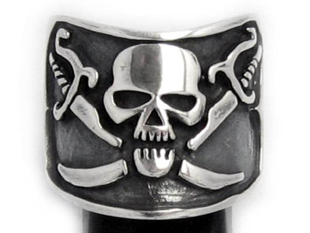 日本925純銀厚身重手稀有海盜骷髏骨頭戒指