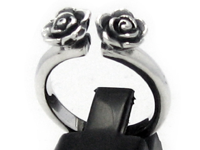 日本925純銀厚身雙玫瑰花戒指 可以調較大細
