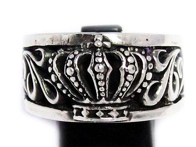 日本925純銀厚身重手大款雕通花皇冠荊棘紋戒指