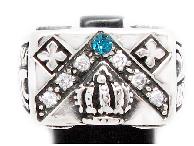 日本925純銀稀有綠藍水晶皇冠花戒指  獨家品