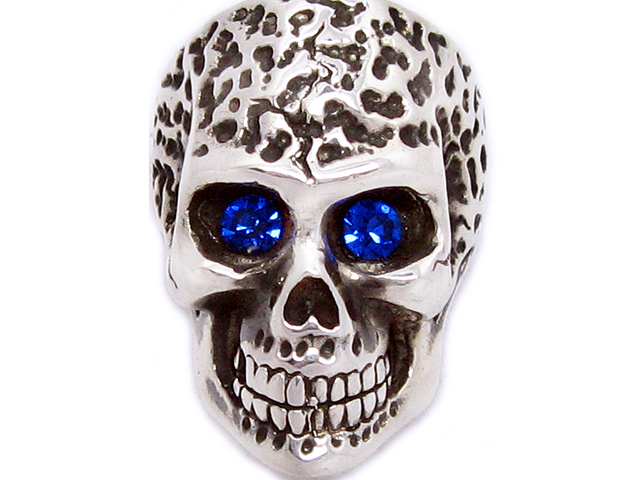 日本925純銀大款藍水晶眼厚身重手骷髏骨頭戒指