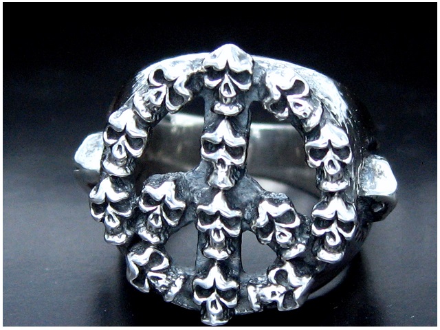日本925純銀厚身重手和平骷髏頭戒指