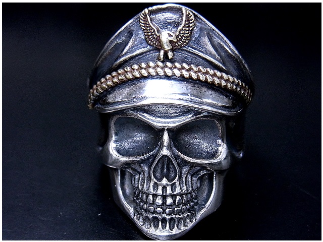 日本925純銀大款航船長骷髏骨頭戒指