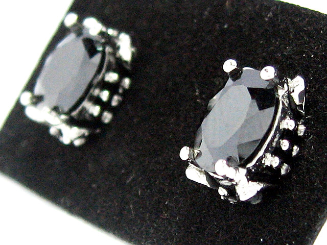 日本925純銀切面黑水晶耳環