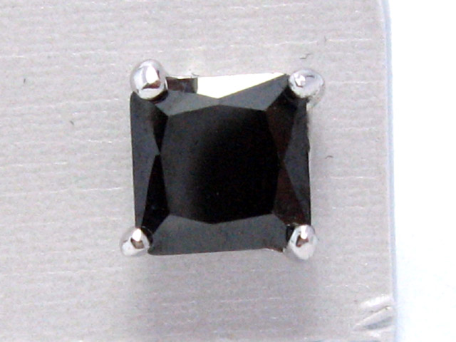 日本925純銀方型黑水晶耳環
