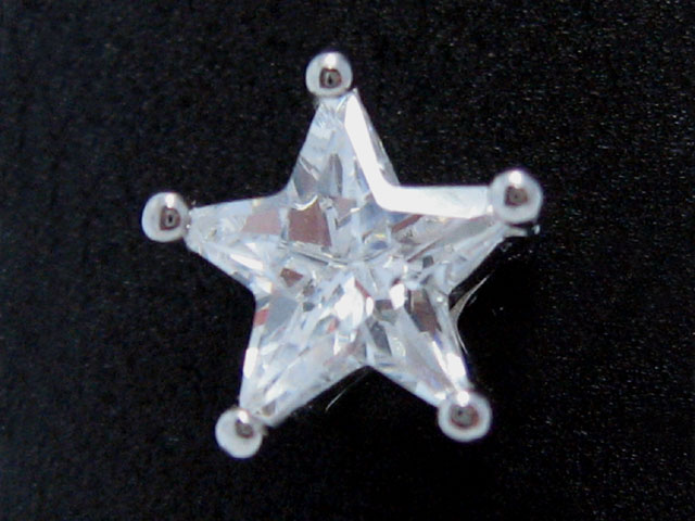 日本925純銀白水晶五角星耳環