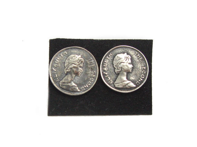 日本925純銀英女皇硬幣耳環