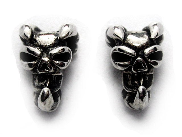 日本925純銀三爪骷髏骨頭耳環