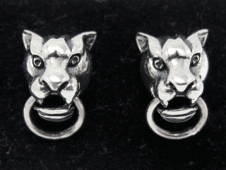 日本925純銀立體豹頭耳環