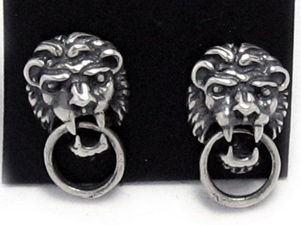 日本925純銀立體獅子頭耳環