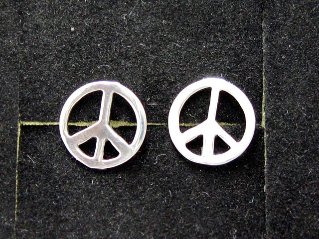 日本925純銀和平標誌耳環