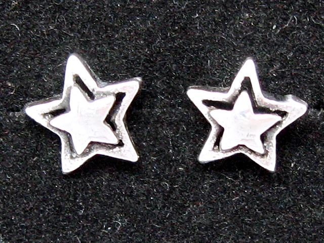 日本925純銀雙層五角星耳環