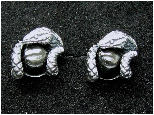 日本925純銀立體蛇天然黑星石耳環