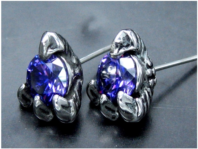 日本925純銀龍爪紫水晶耳環