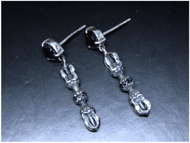 日本925純銀黑水晶法器耳環