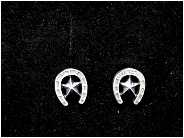 日本925純銀五角星馬蹄鐵耳環