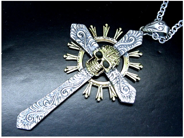 日本925純銀gv點金雙面骷髏骨頭瑪亞民族十字架