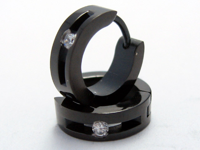 日本純手術精鋼白水晶圈款耳環