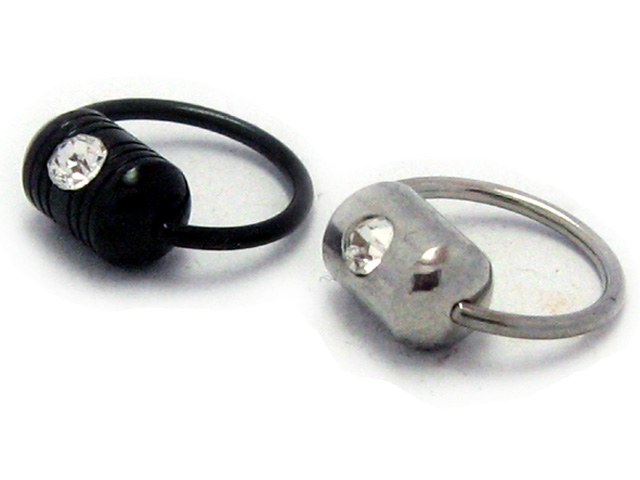 日本純手術精鋼白水晶圈款耳環  可作唇環