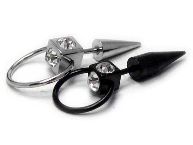 日本純手術精鋼白水晶三用耳環