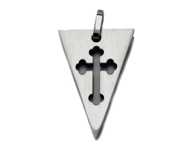 日本純精鋼通花十字架三角形牌吊咀